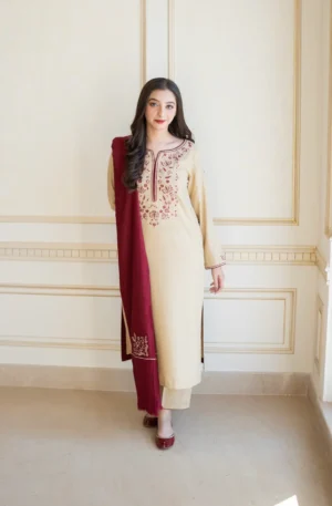 AISLING DHANAK PREMIUM UNSTITCHED EMB 3PC