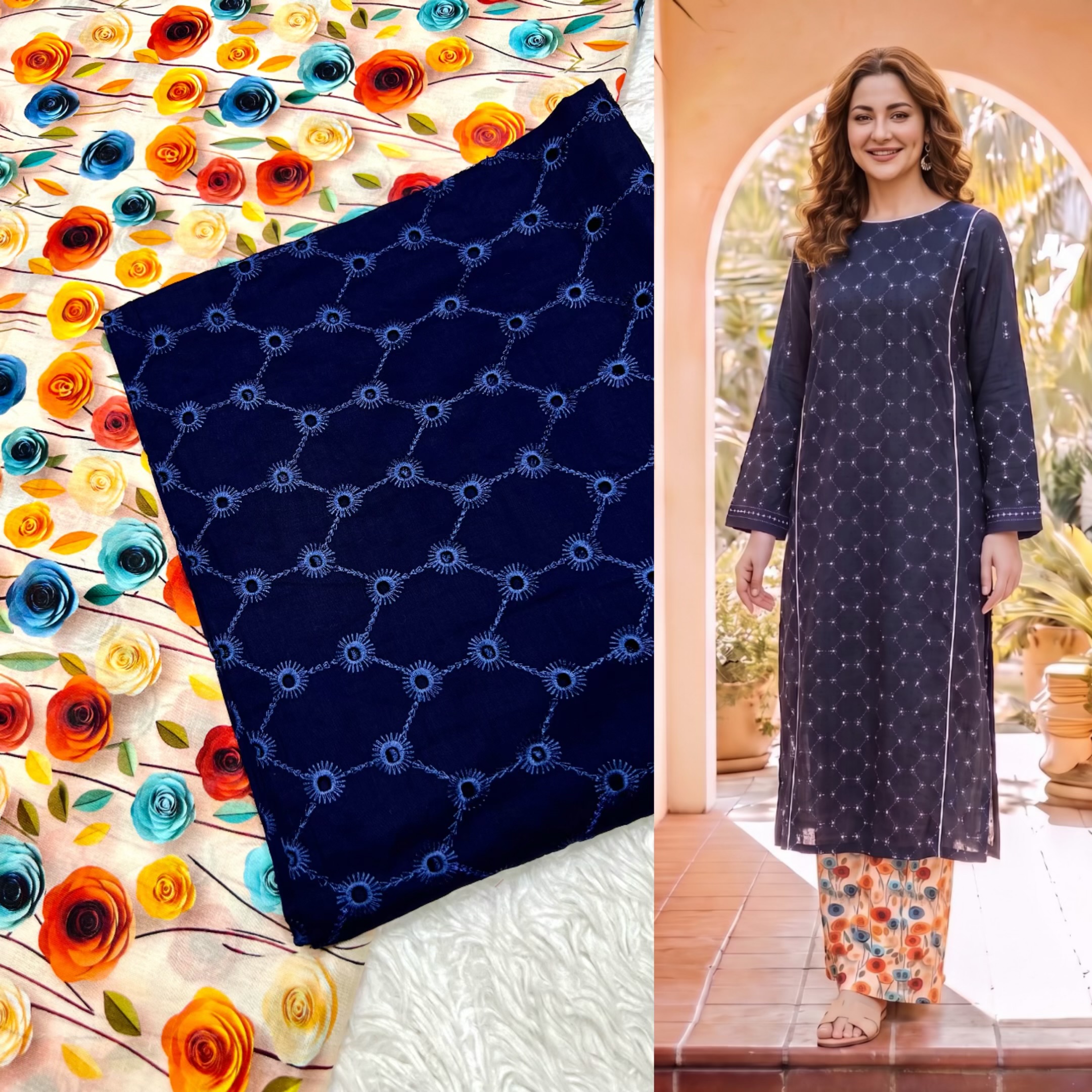Chikenkari shirt + Printed trouser (4) Colors - Image 3