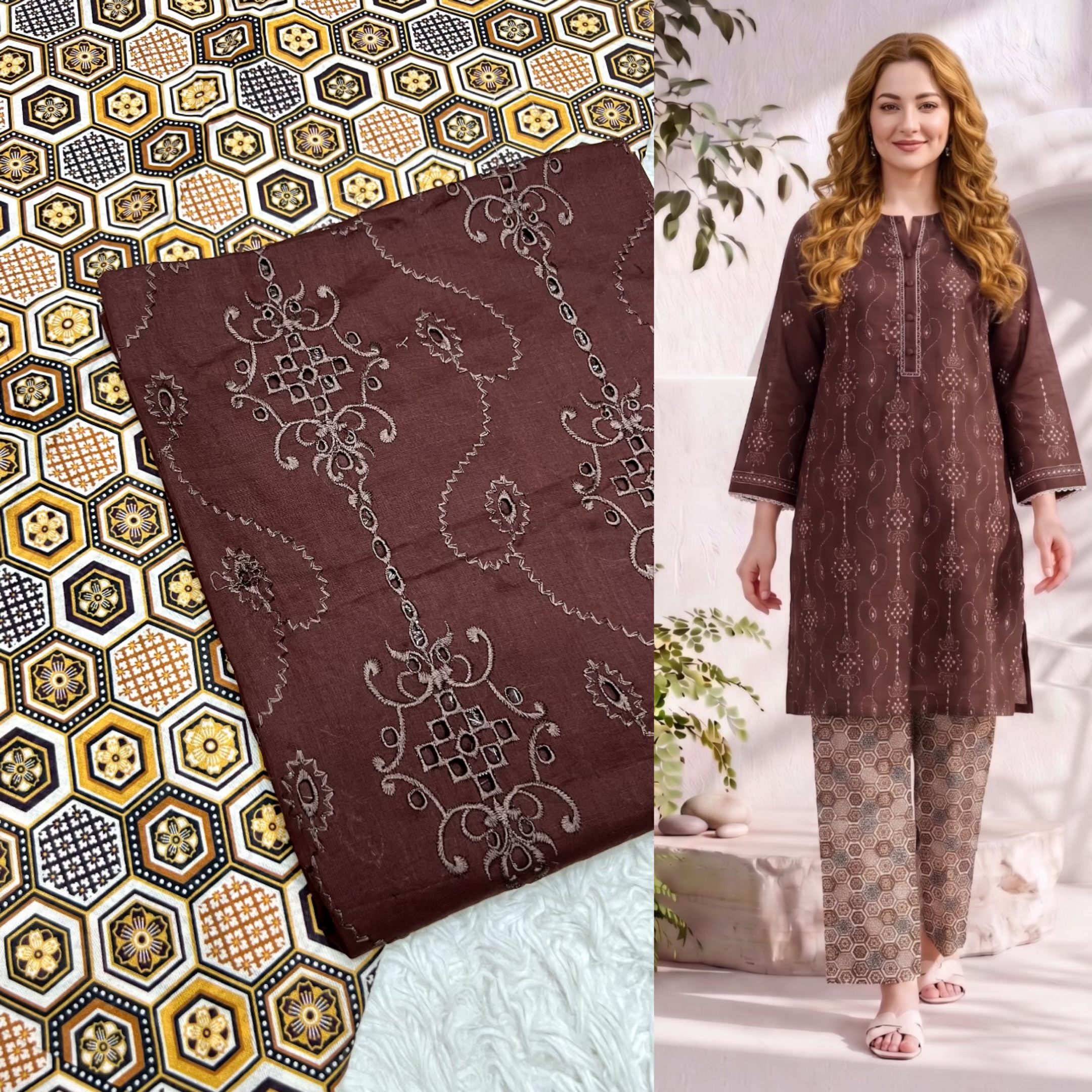 Chikenkari shirt + Printed trouser (4) Colors - Image 3