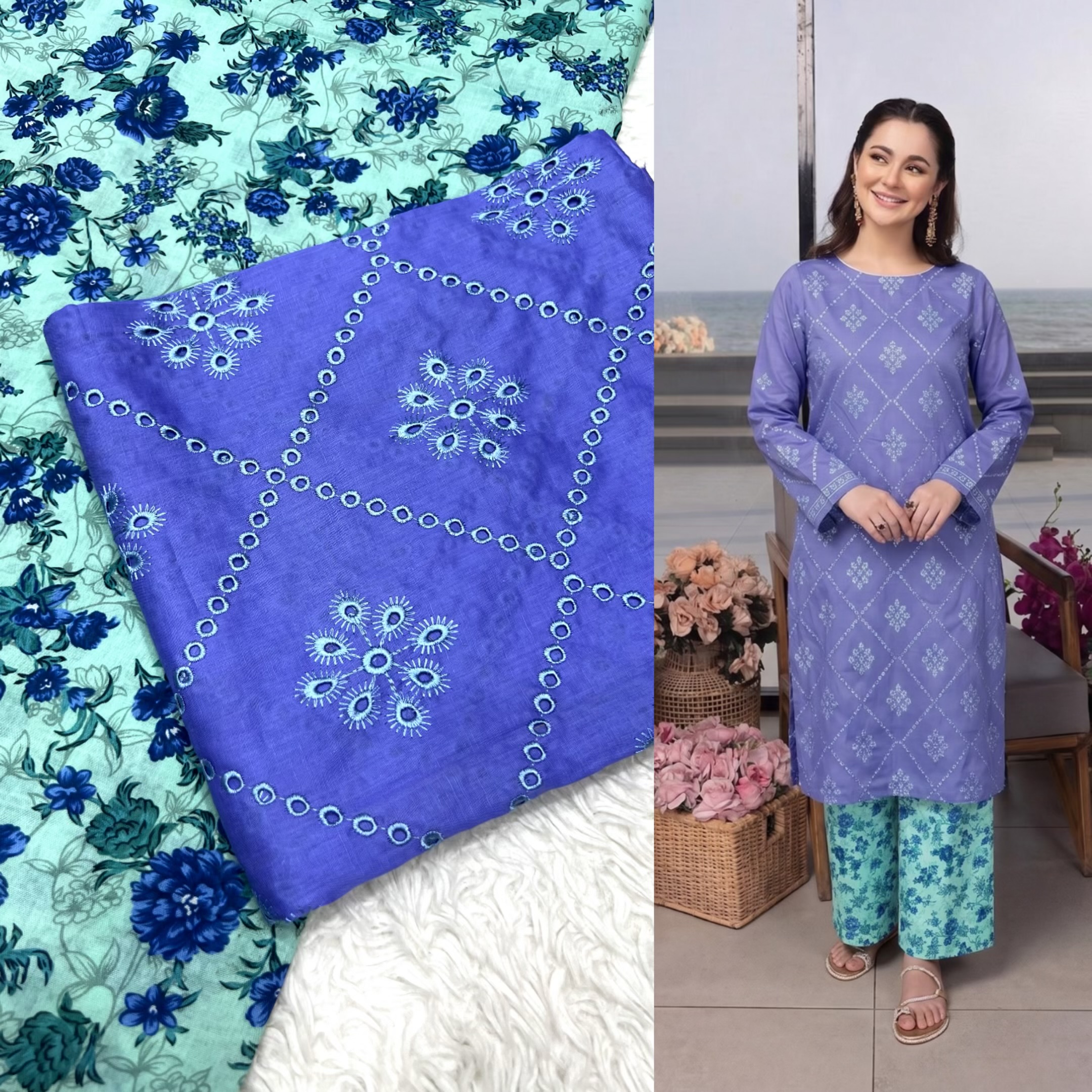 Chikenkari shirt + Printed trouser (4) Colors - Image 5